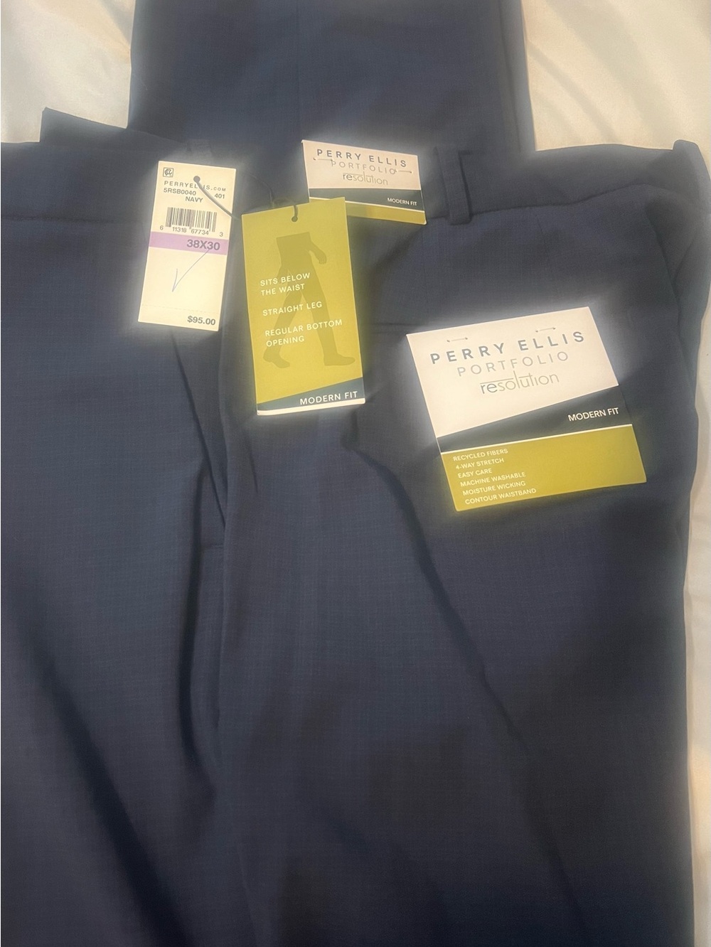 Perry Ellis Navy Modern Fit Dress Pants